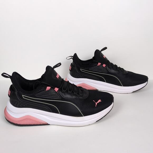 PUMA Amplifier Lace Up Athletic Sneakers Black Pink White Mesh Upper Women's 8.5 - Picture 3 of 8